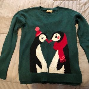 Green Hollister penguin sweater